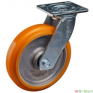 8寸活动双轴承铝合金橙色PU轮